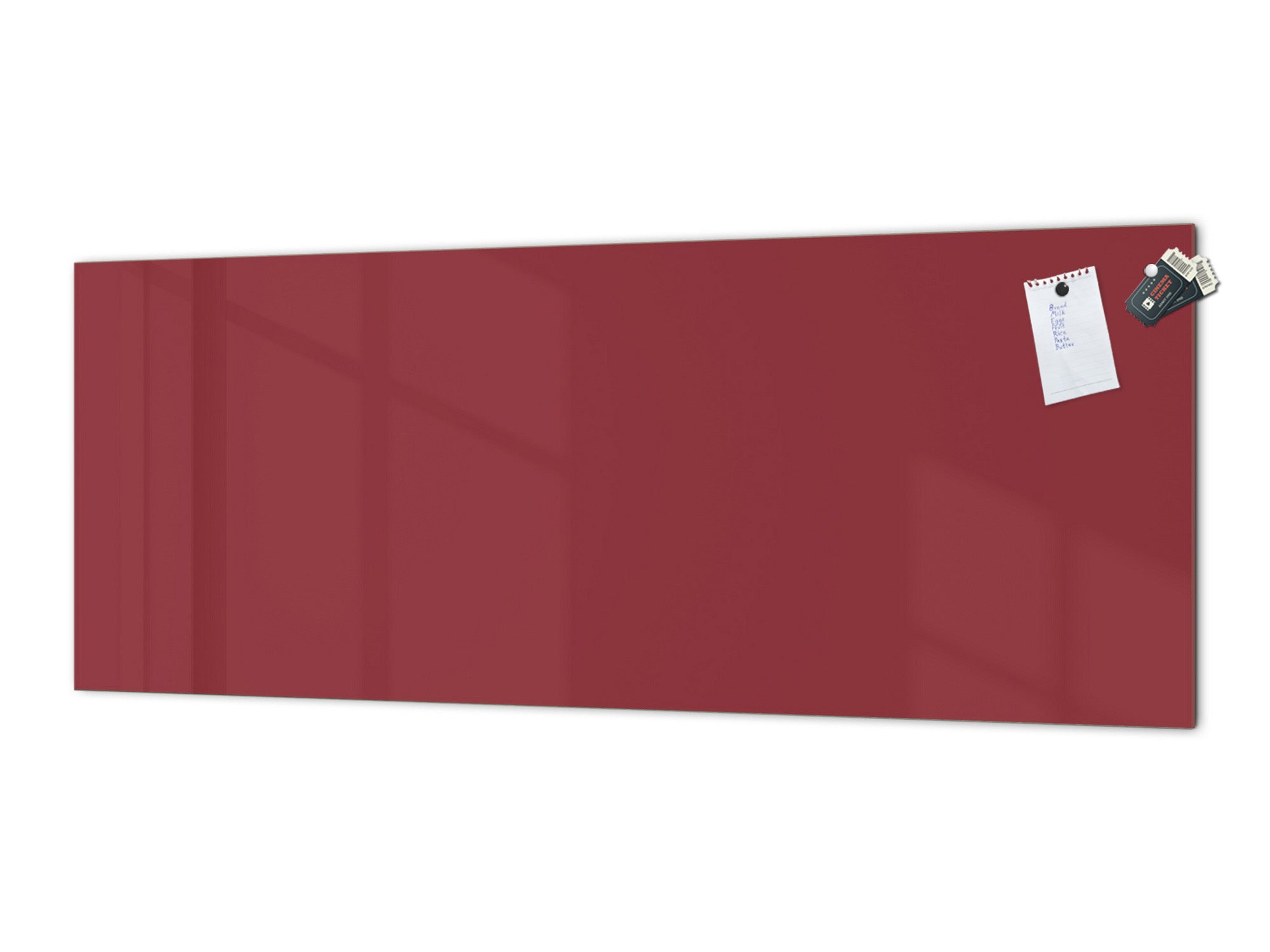 Tempered glass wall panel with or without metal backing: Burgundy