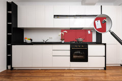 Glass kitchen panel with and w/o stainless steel back-coating: Dark Red