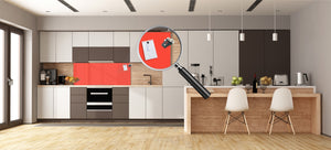 Glass kitchen panel with and w/o stainless steel back-coating: Orange Red