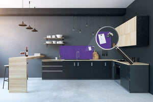 Glass kitchen panel with and w/o stainless steel back-coating: Purple