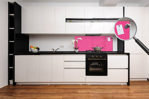 Glass kitchen panel with and w/o stainless steel back-coating: Pink