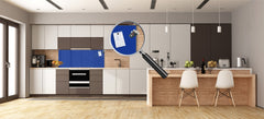 Glass kitchen panel with and w/o stainless steel back-coating: Royal Navy Blue