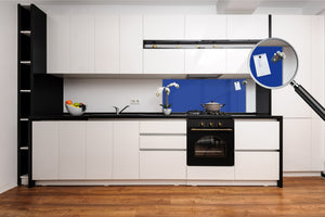 Glass kitchen panel with and w/o stainless steel back-coating: Royal Navy Blue