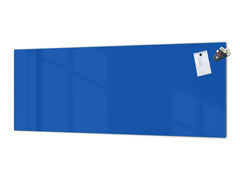 Glass backsplash w/ and w/o metal sheet backing with magnetic properties: Road Sign Blue