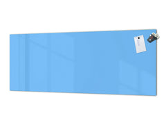 Glass backsplash w/ and w/o metal sheet backing with magnetic properties: Pastel Blue