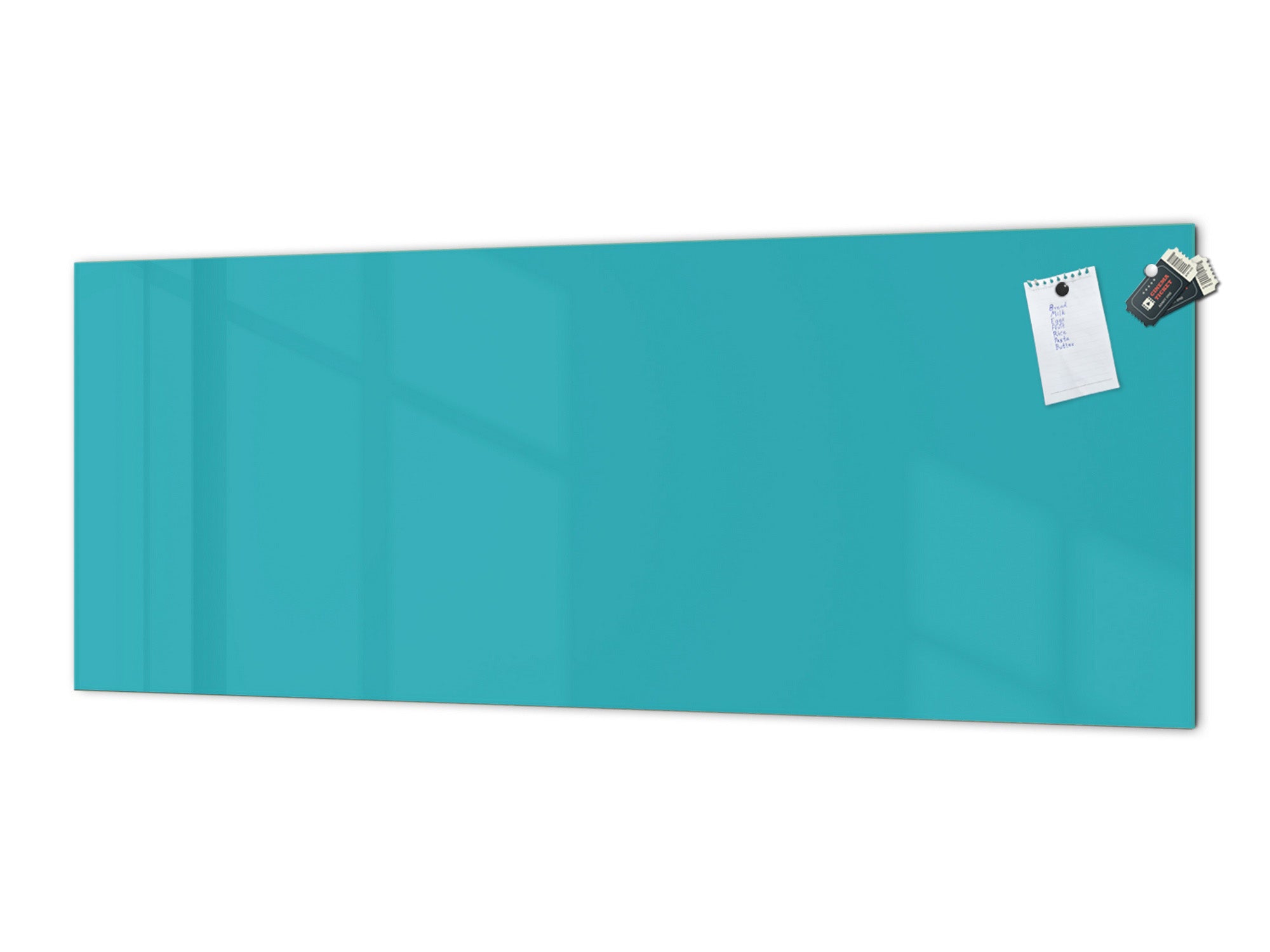 Glass backsplash w/ and w/o metal sheet backing with magnetic properties: Turquoise