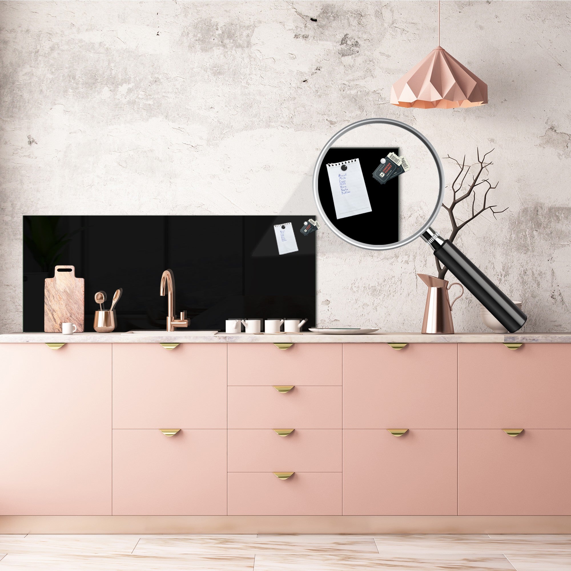 Contemporary glass kitchen panel - Wide format wall backsplash: Black