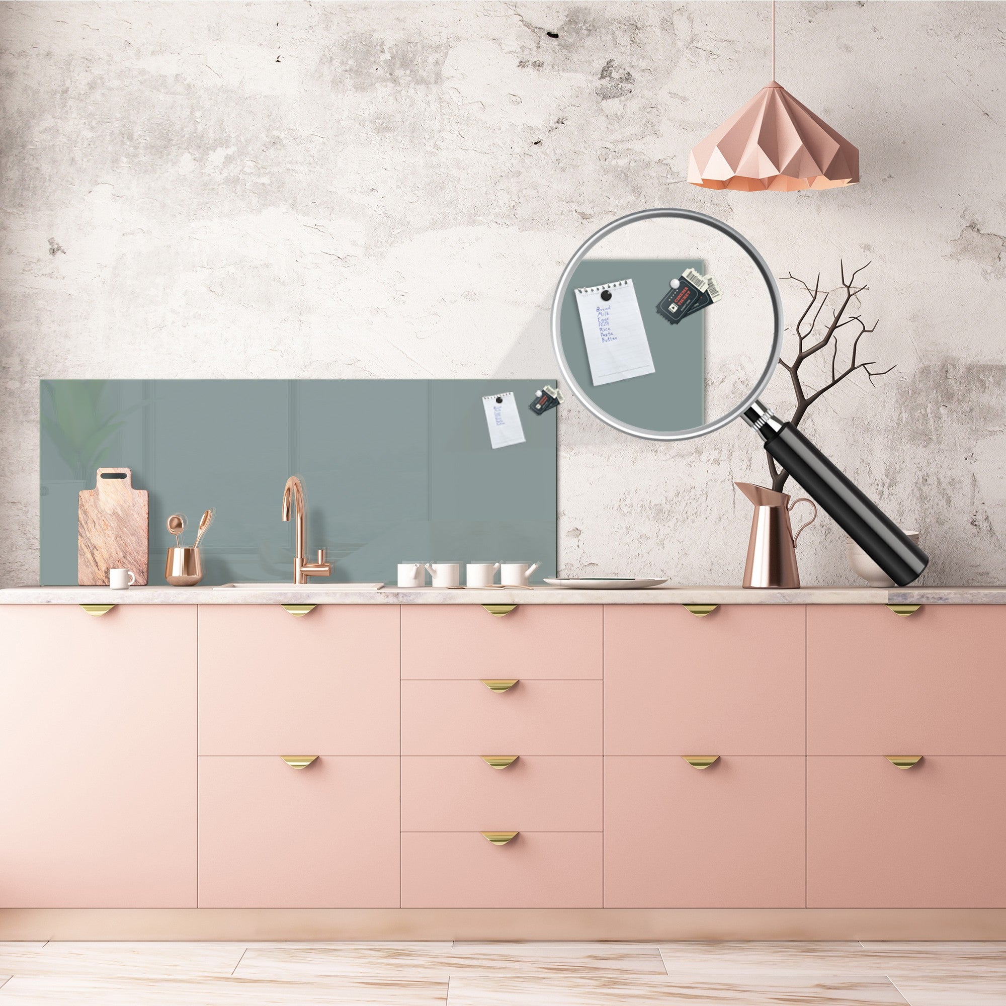 Contemporary glass kitchen panel - Wide format wall backsplash: Gray