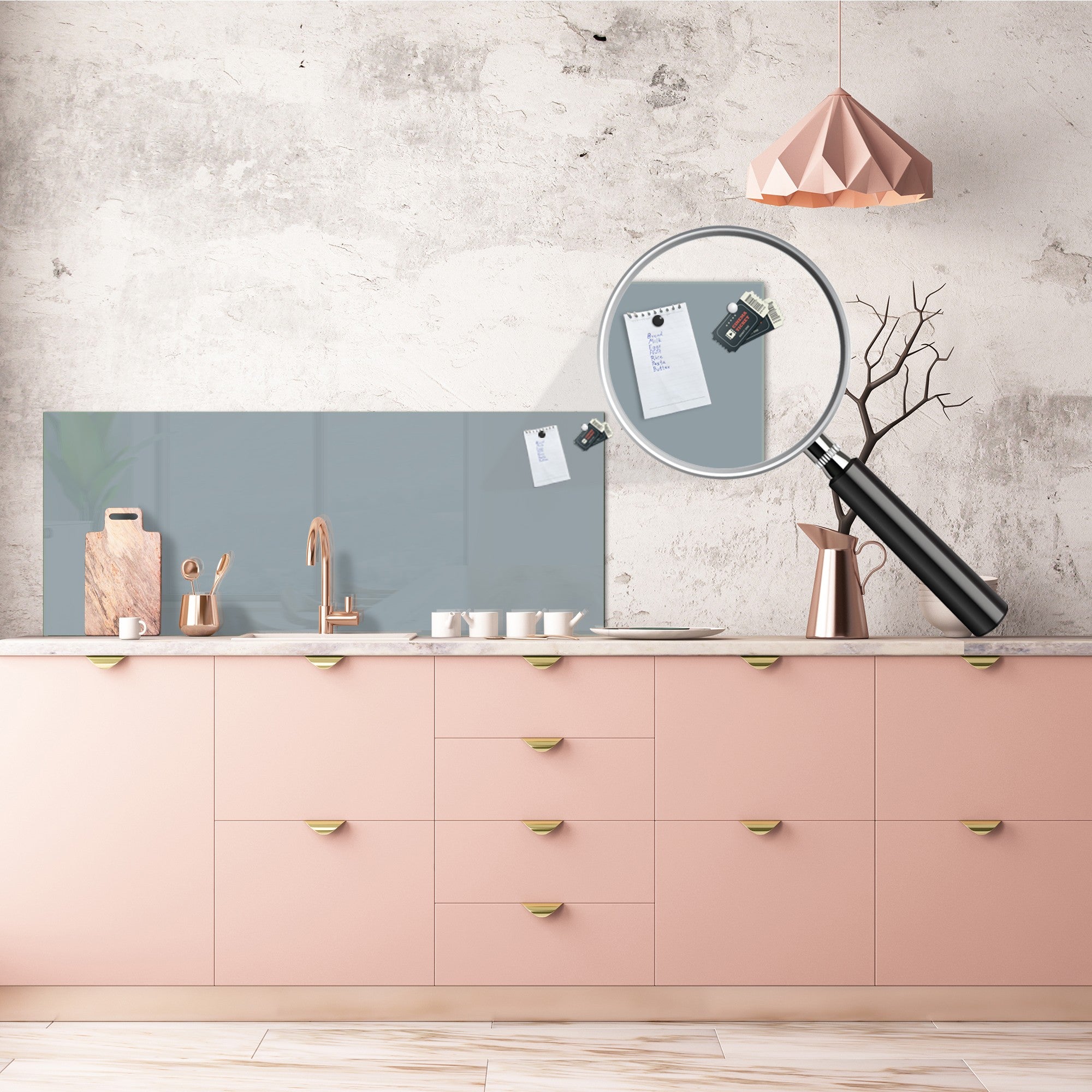 Contemporary glass kitchen panel - Wide format wall backsplash: Ash Gray