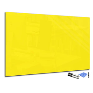 Lavagna in vetro con montaggio a parete – Lavagna cancellabile a secco in vetro – Lavagna magnetica in vetro temperato : giallo tenue