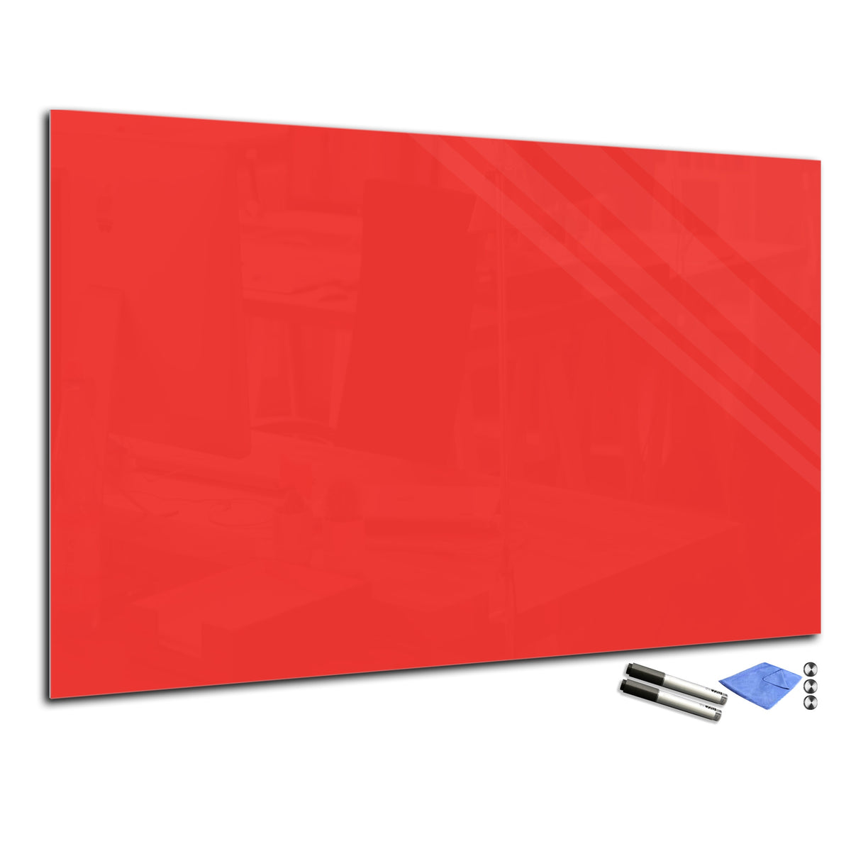 Magnetic Dry-Erase Glass Board Large or Small bright red