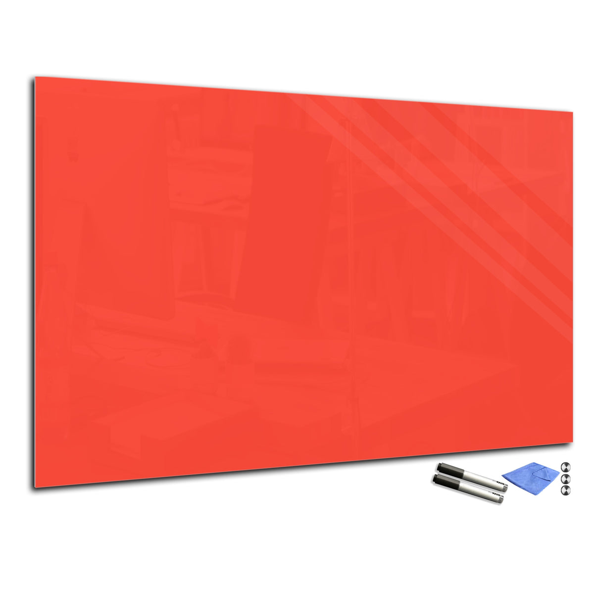 Magnetic Dry-Erase Glass Board Large or Small orange red