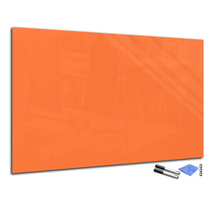 Magnetic Dry-Erase Glass Board Large or Small bright orange