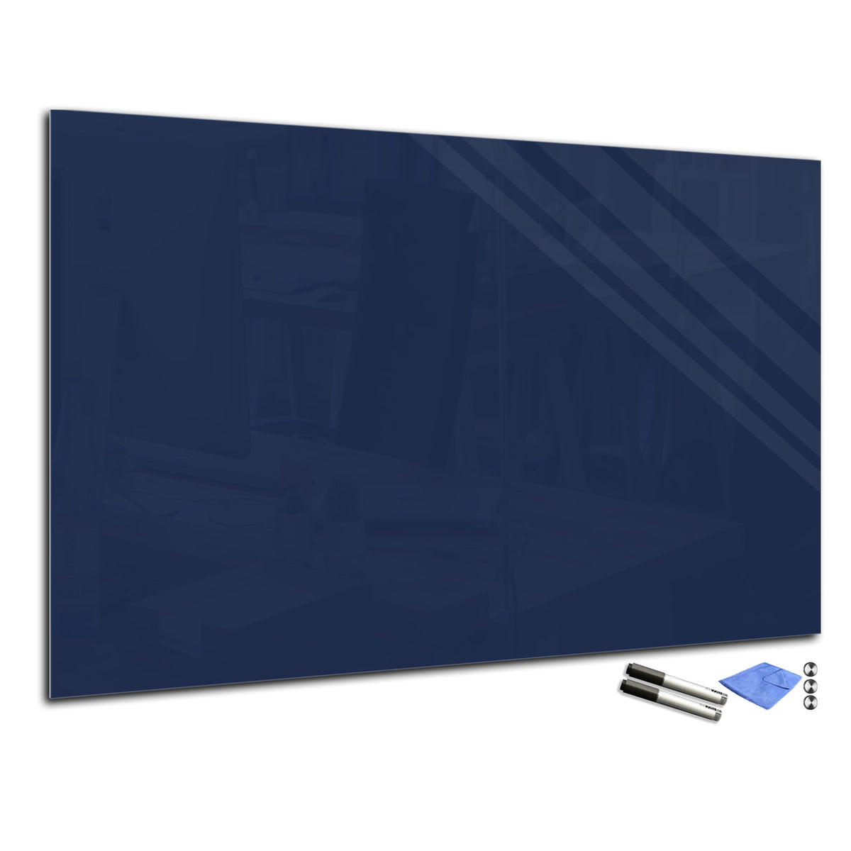 Magnetic Dry-Erase Glass Board Large or Small dark navy blue