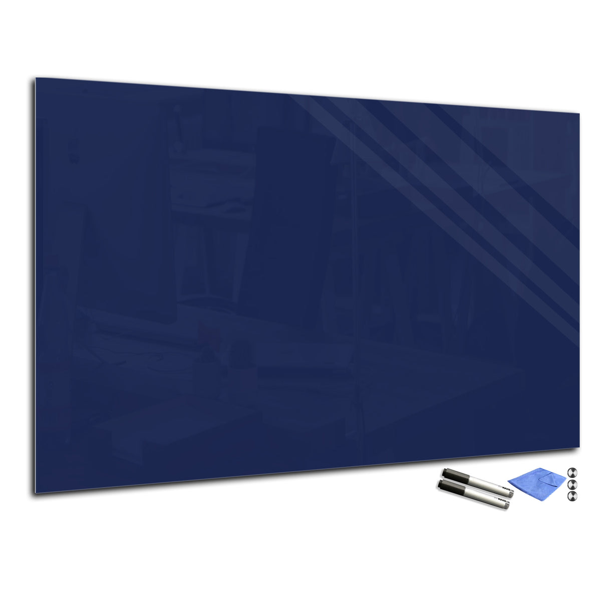 Magnetic Dry-Erase Glass Board Large or Small steel blue