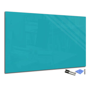 Tableau magnétique effaçable à sec en verre trempé – Panneau d’affichage magnétique: turquoise