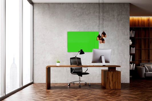 Pizarra magnética de cristal templado – Pizarra magnética borrado en seco : Amarillo verde