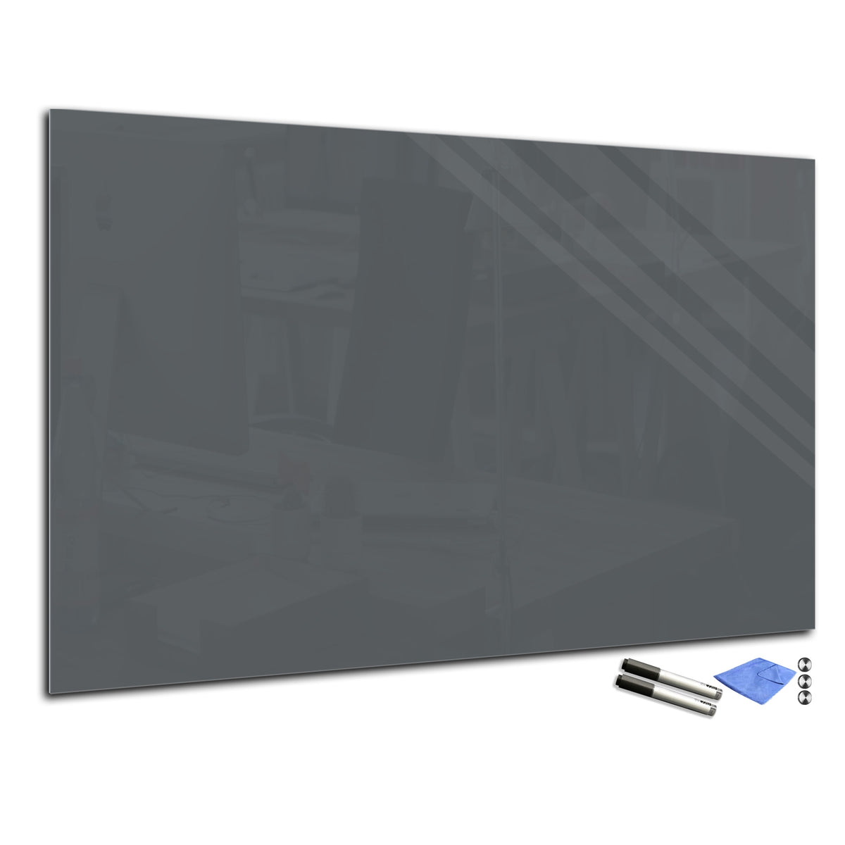 Magnetic Dry-Erase Glass Board Large or Small dark gray