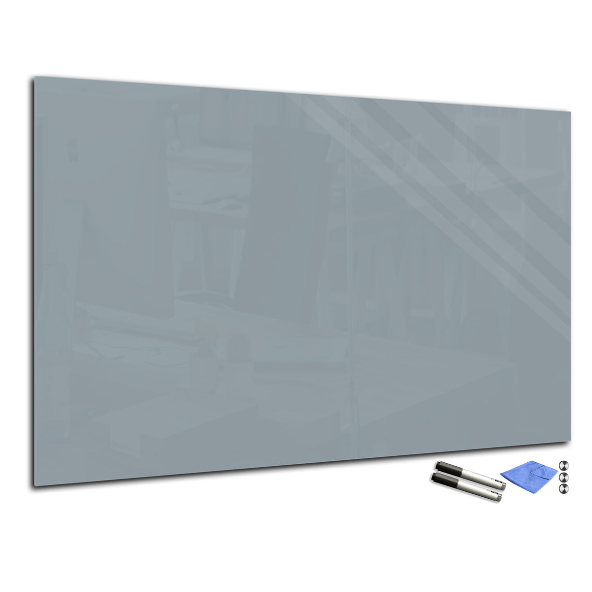 Magnetic Dry-Erase Glass Board Large or Small ash gray